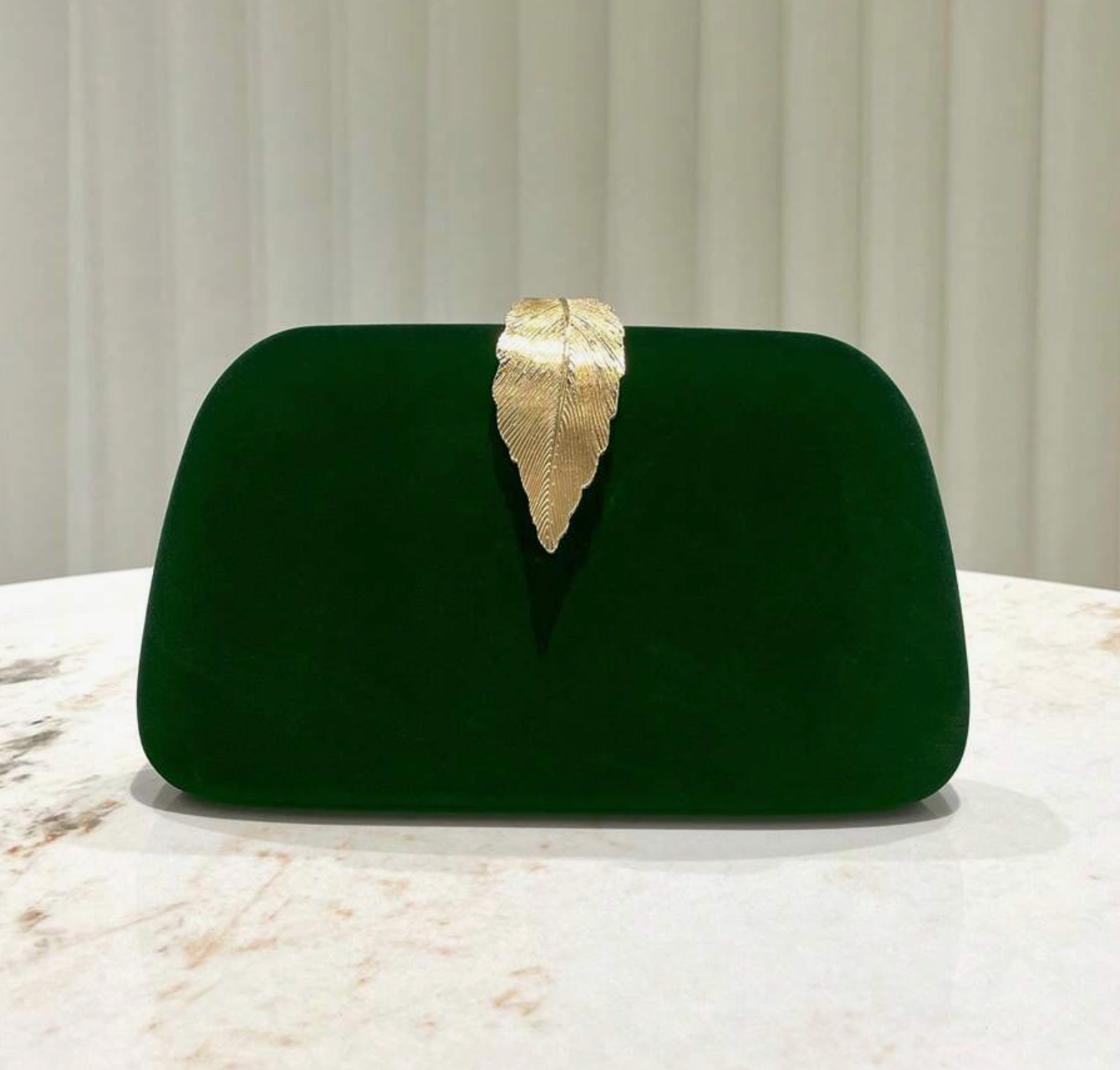Suede Clutch Bag in Green and Gold
