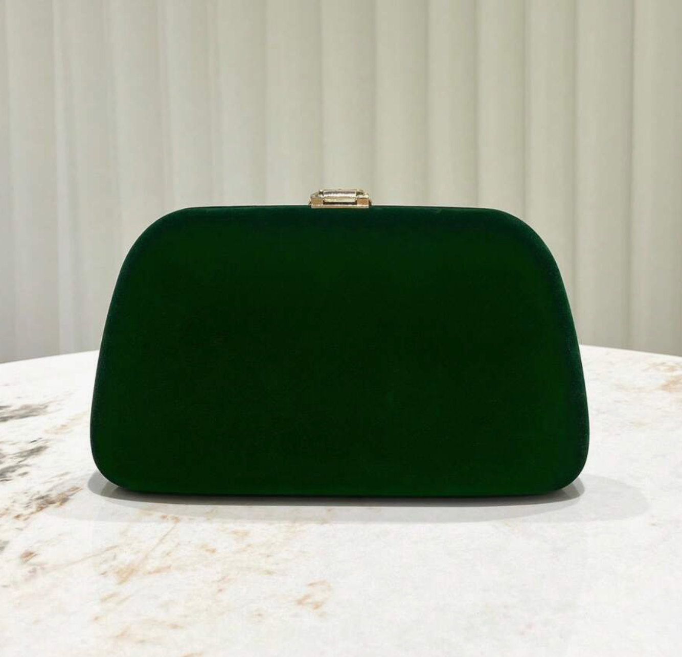 Suede Clutch Bag in Green and Gold