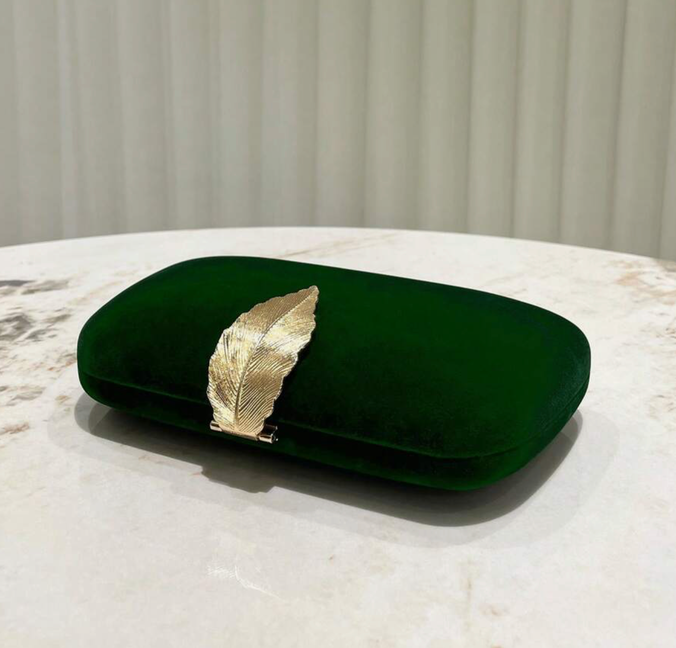 Suede Clutch Bag in Green and Gold
