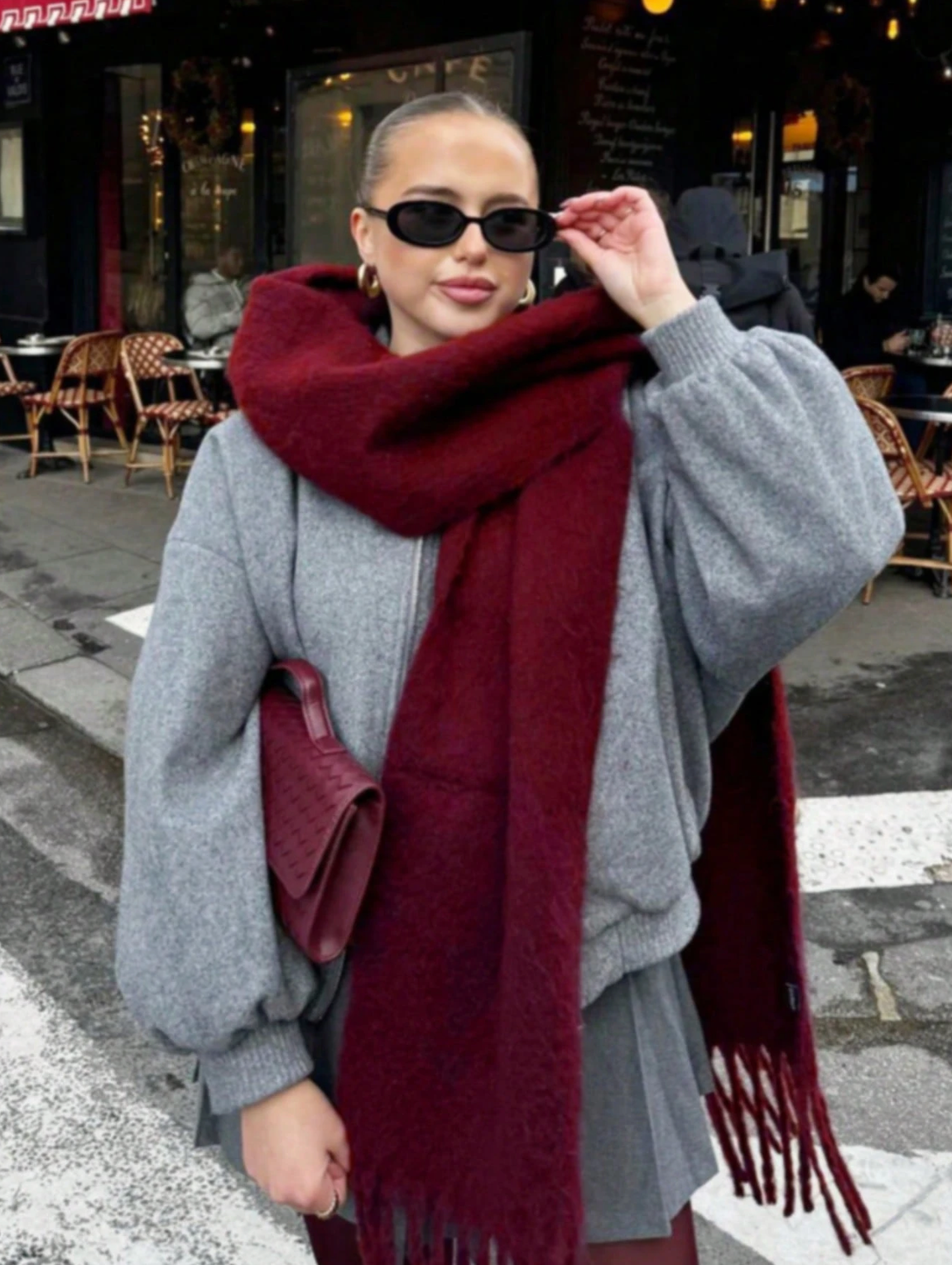 Soft Knit Scarf in Burgundy