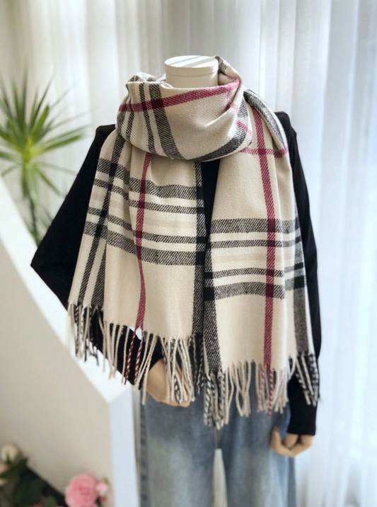 Plaid Scarf in Cream