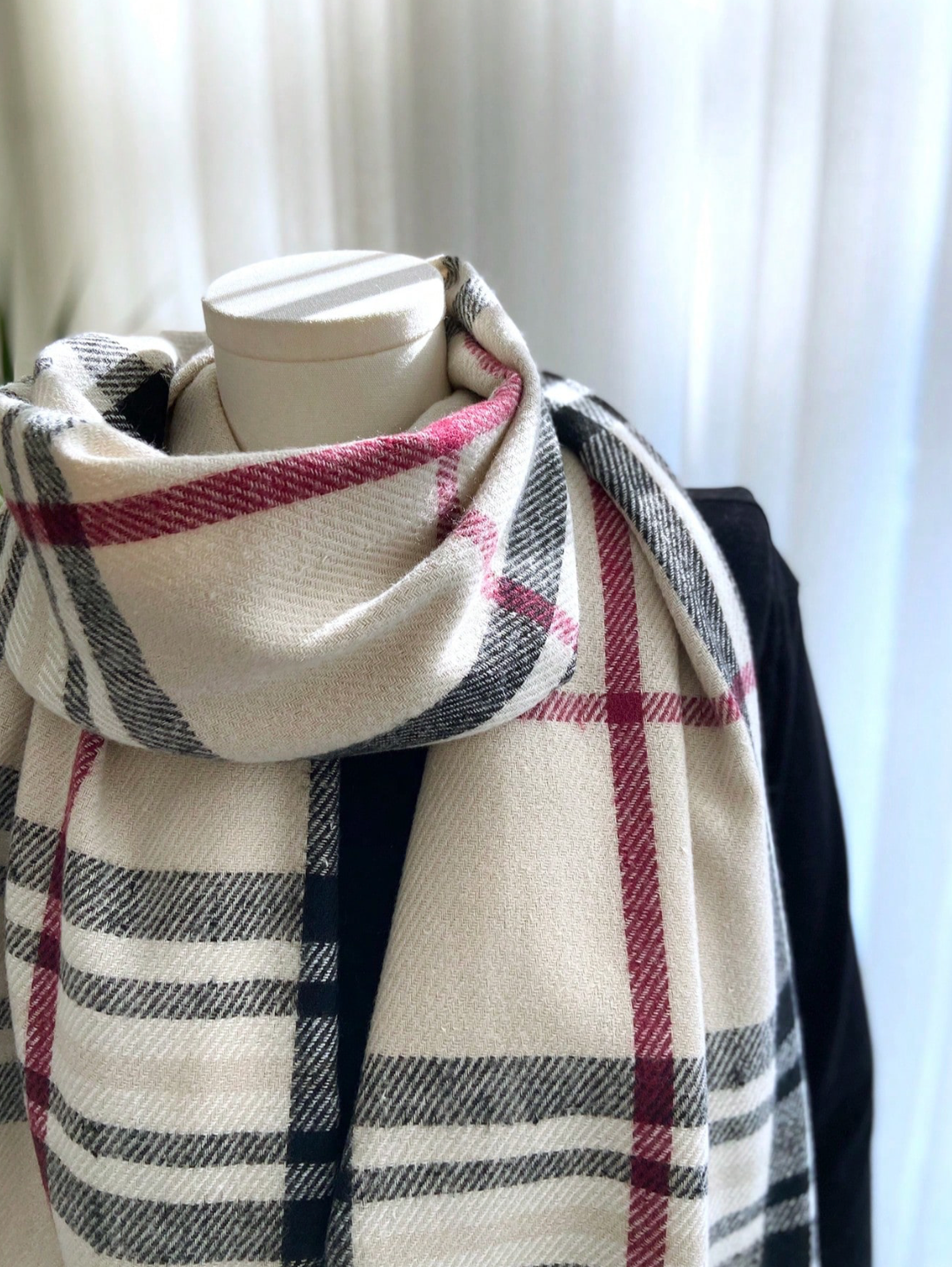 Plaid Scarf in Cream