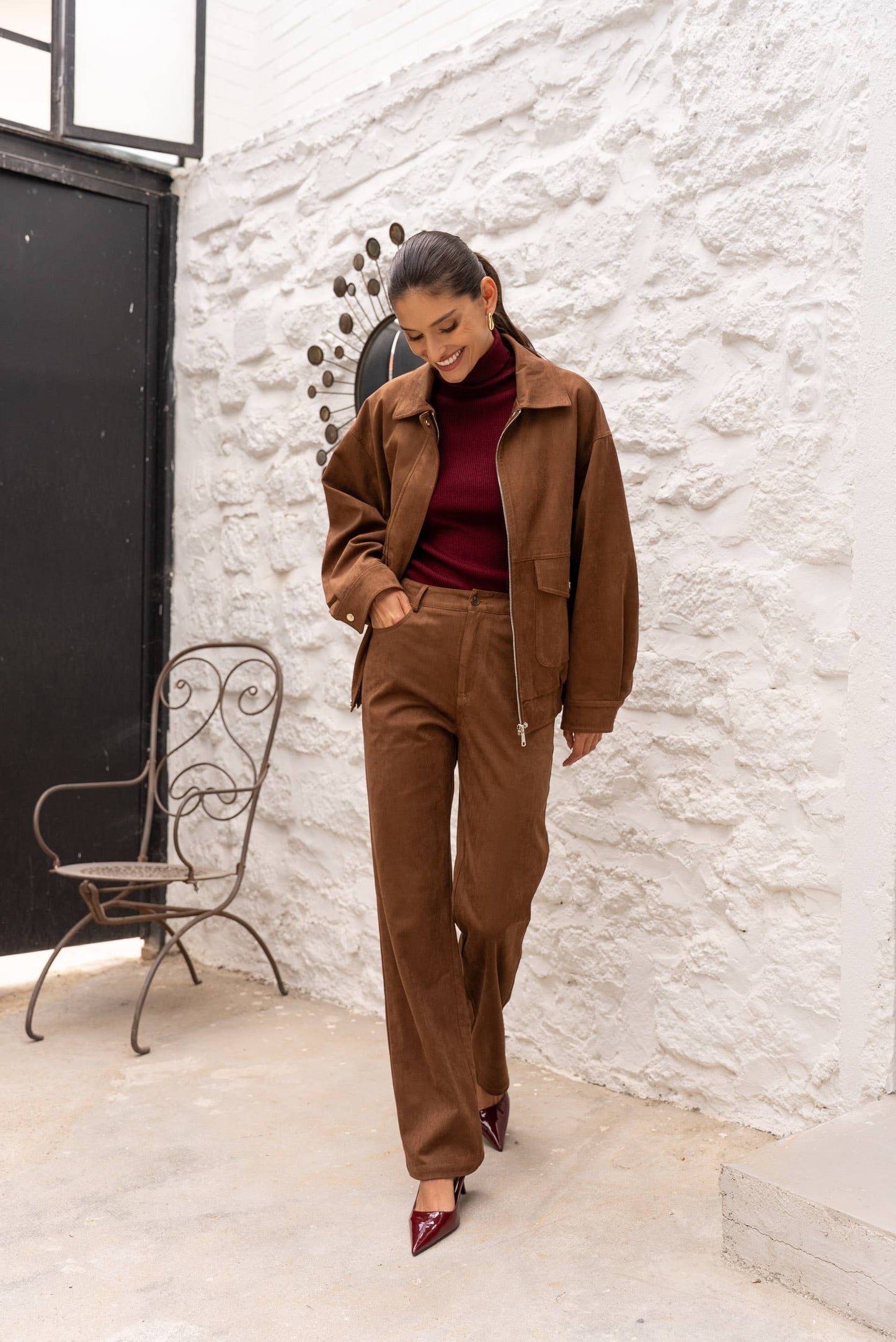 Oversized suede jacket in Camel