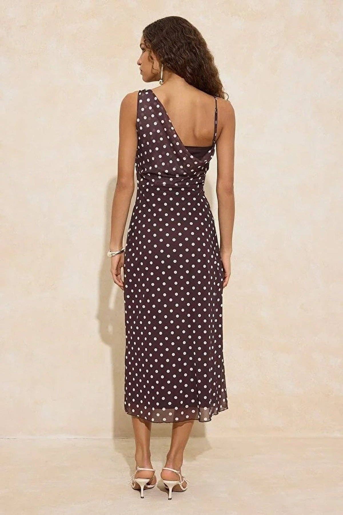 Wovcor Polka Dot Tulle Dress in Brown