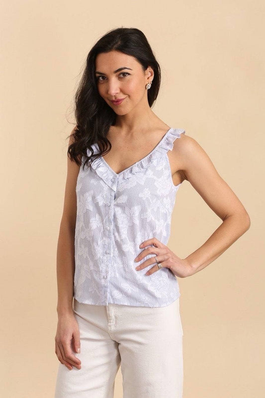 Sleeveless textured tank top in Blue