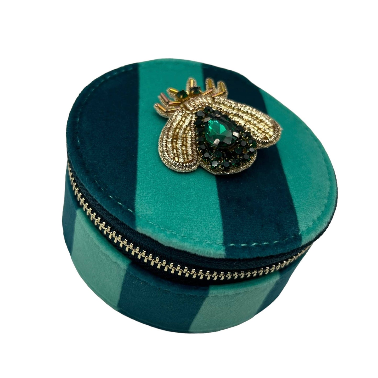 Jewellery travel pot in teal stripe