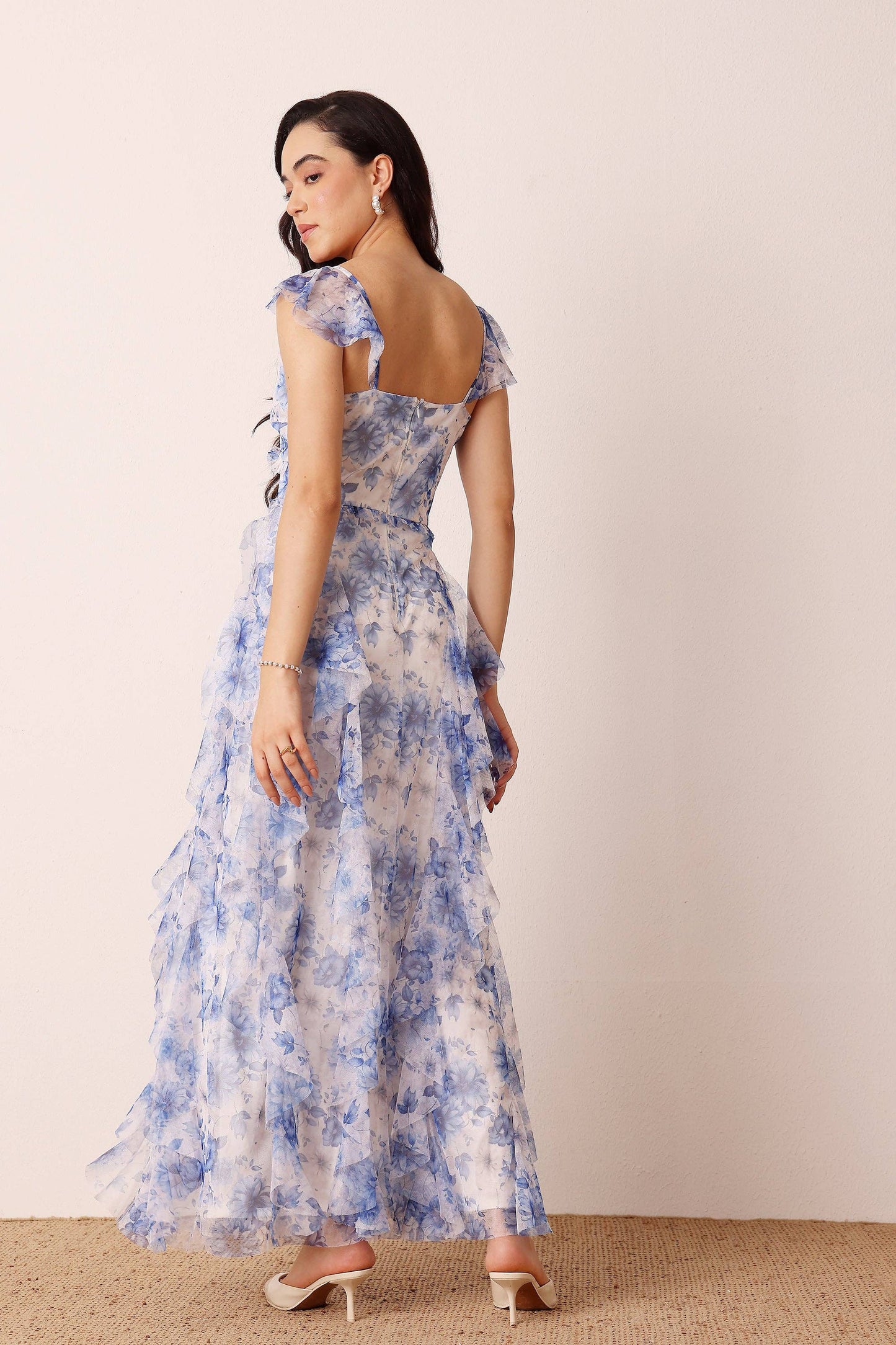 Malin Maxi Dress in Blue Floral