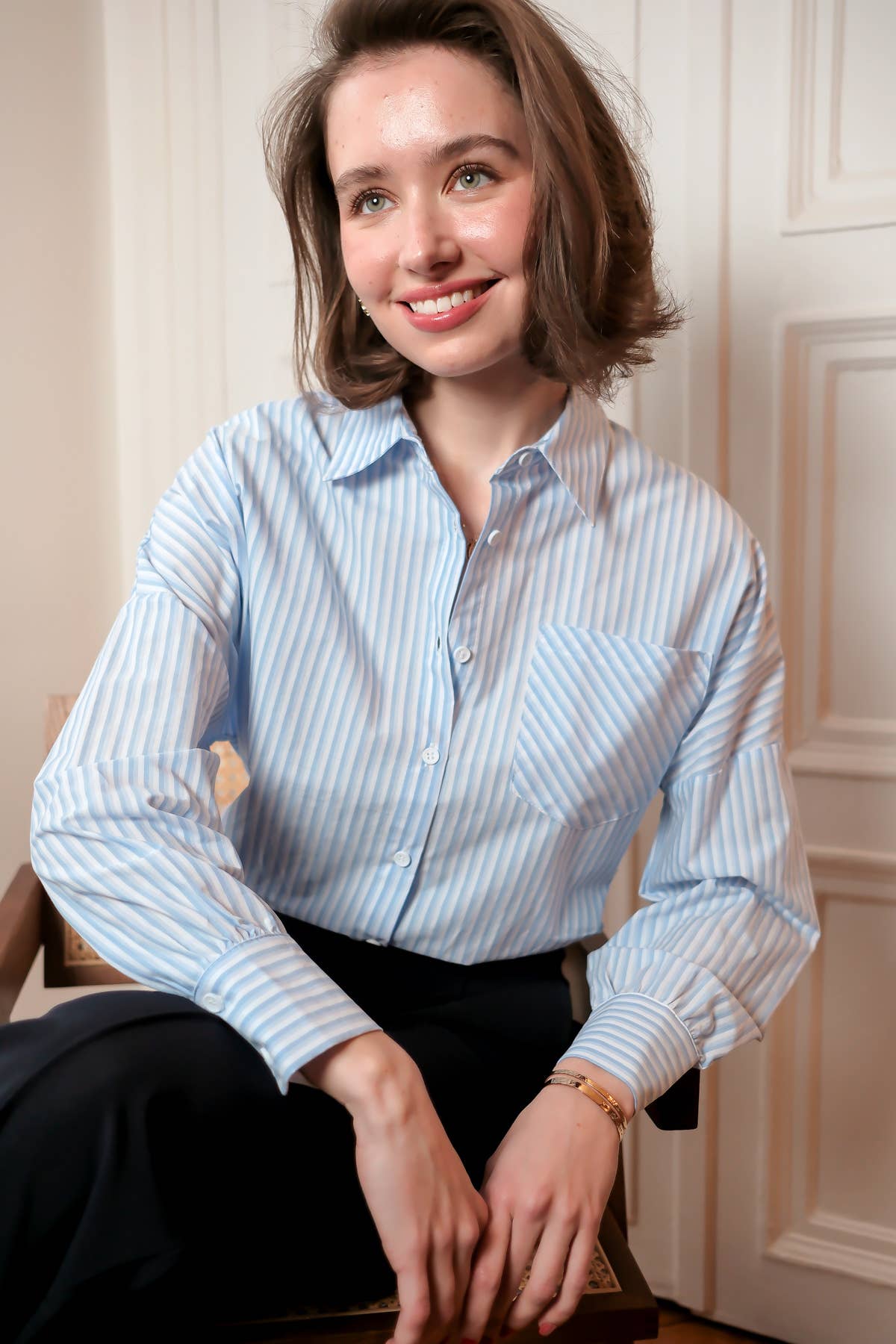 Oversized striped shirt in blue