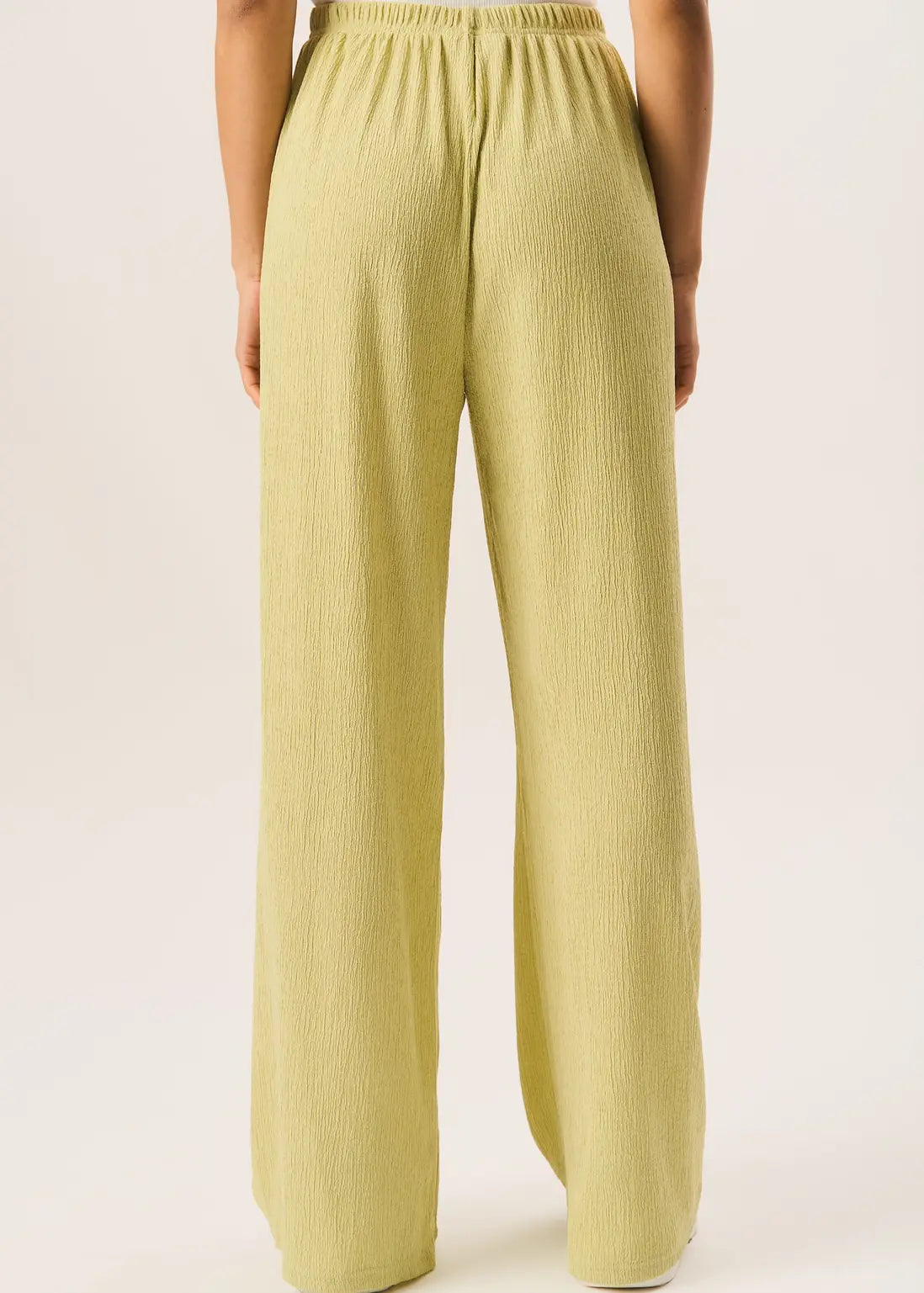 Sage Green Textured Pull On Wide Leg Trousers