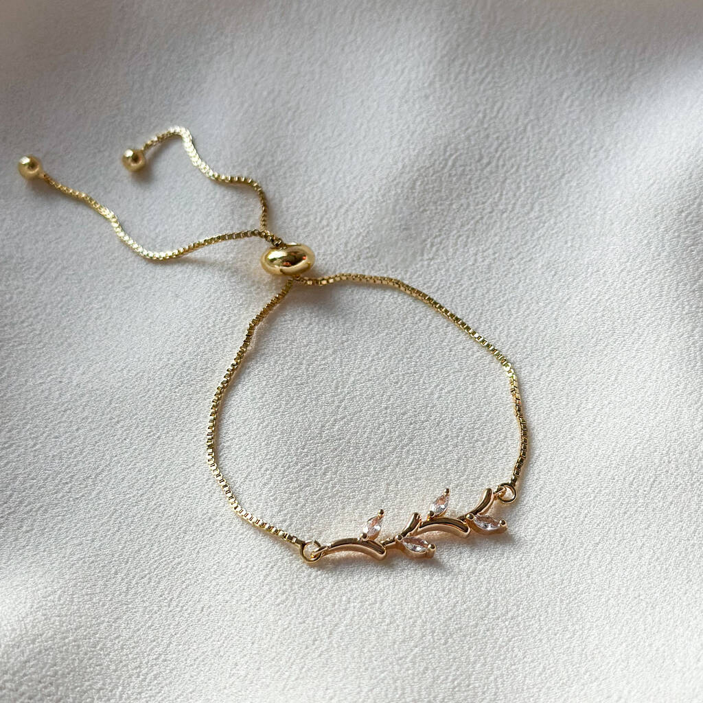 Cz Vine 18k Gold Slider Bracelet