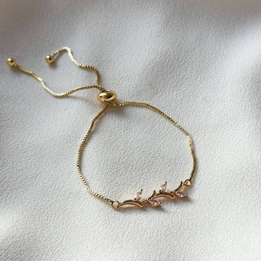 Cz Vine 18k Gold Slider Bracelet