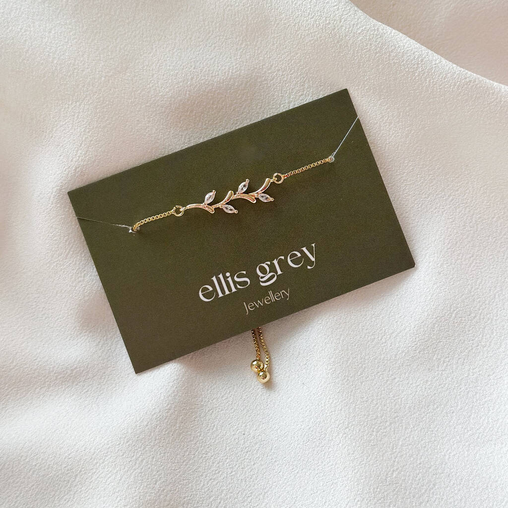 Cz Vine 18k Gold Slider Bracelet