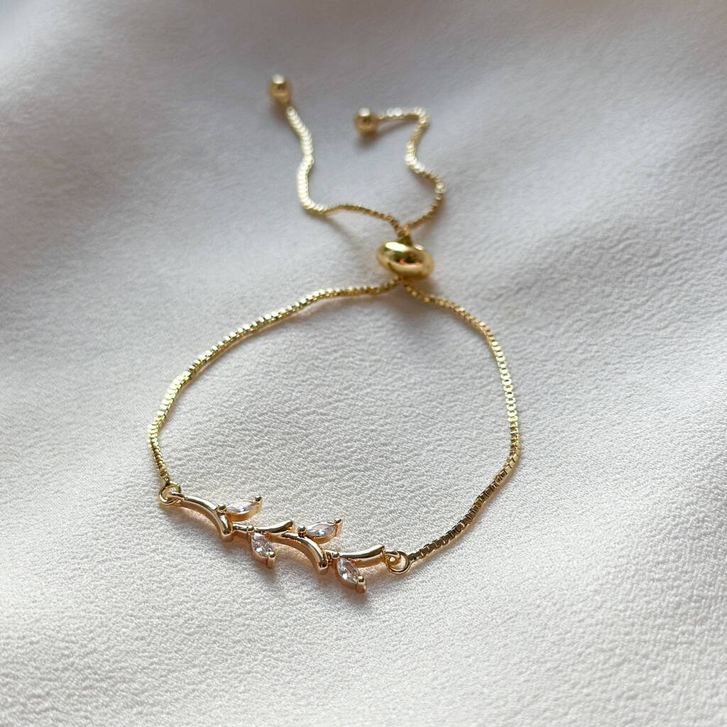 Cz Vine 18k Gold Slider Bracelet