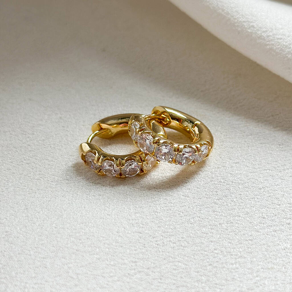 CZ Encrusted Chunky Hoop Earrings