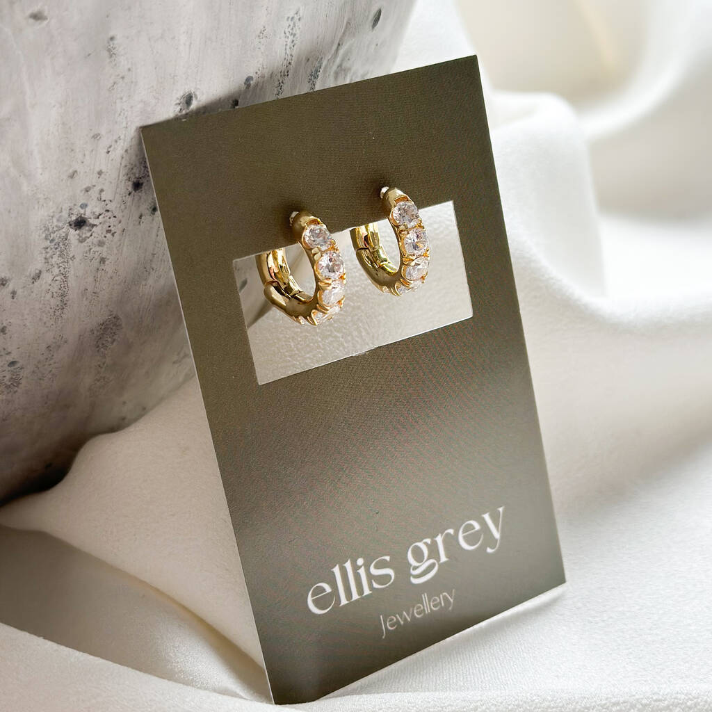 CZ Encrusted Chunky Hoop Earrings