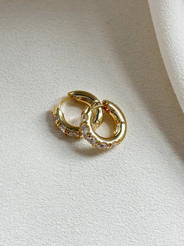 CZ Encrusted Chunky Hoop Earrings