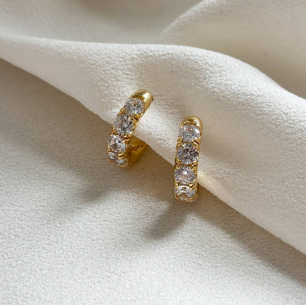 CZ Encrusted Chunky Hoop Earrings