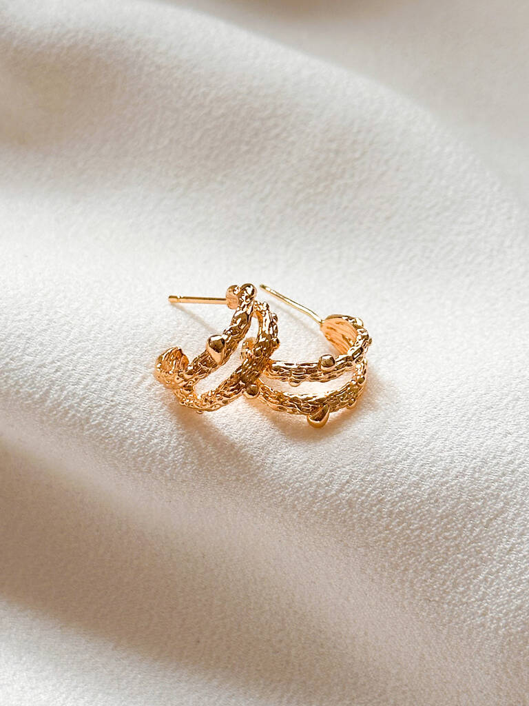 18k Gold Molten Double Hoop Earrings