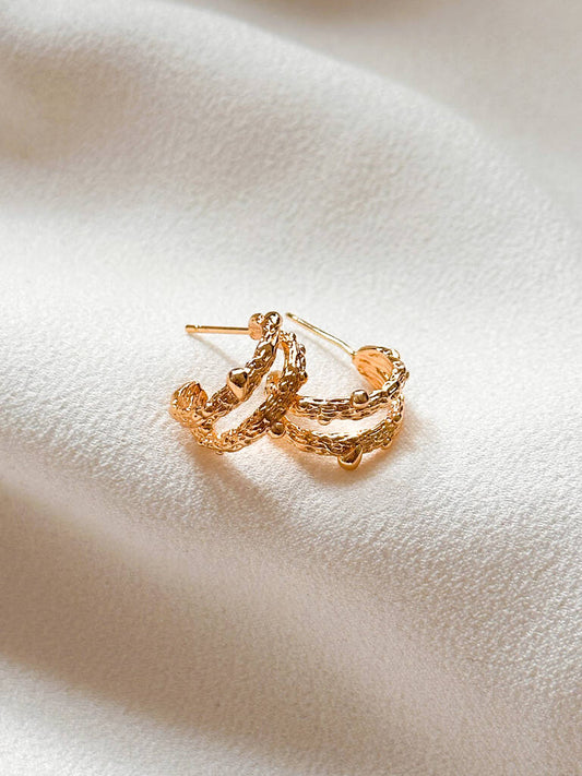18k Gold Molten Double Hoop Earrings