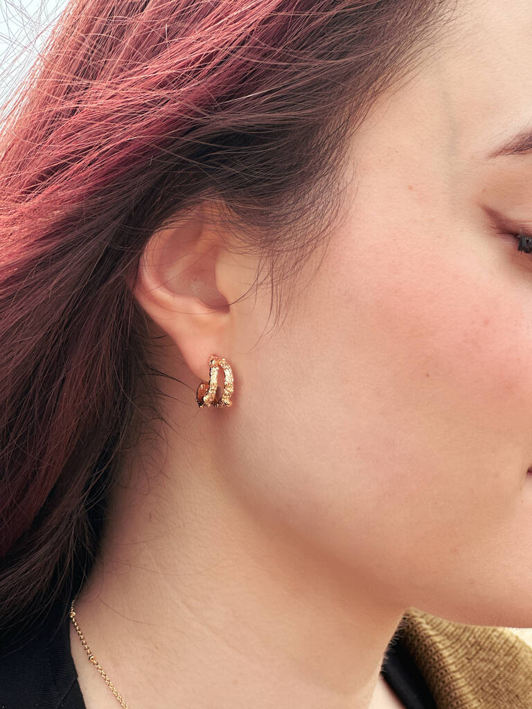 18k Gold Molten Double Hoop Earrings