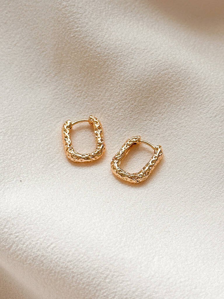 Molten Rectangle Huggie Hoop Earrings