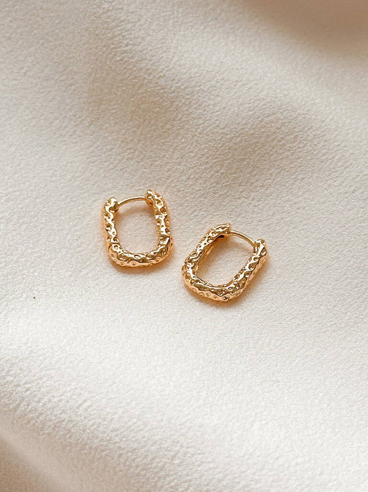 Molten Rectangle Huggie Hoop Earrings
