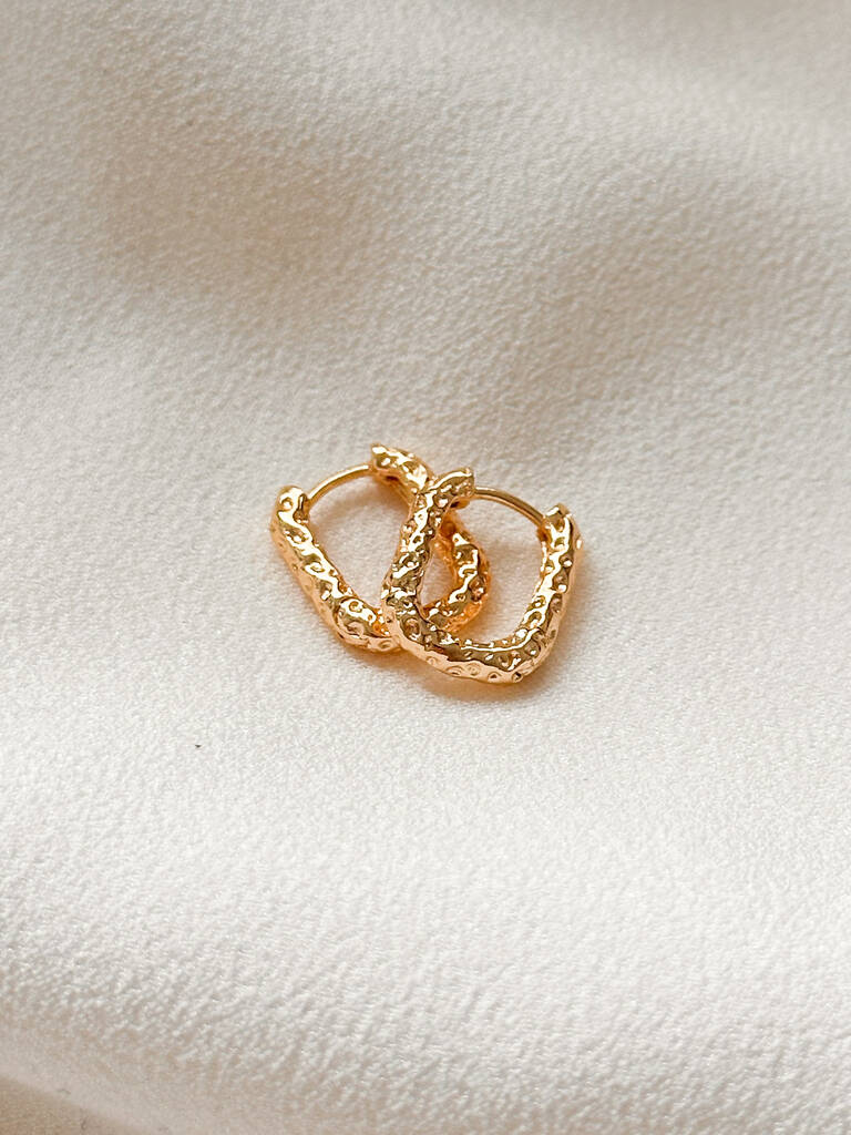 Molten Rectangle Huggie Hoop Earrings