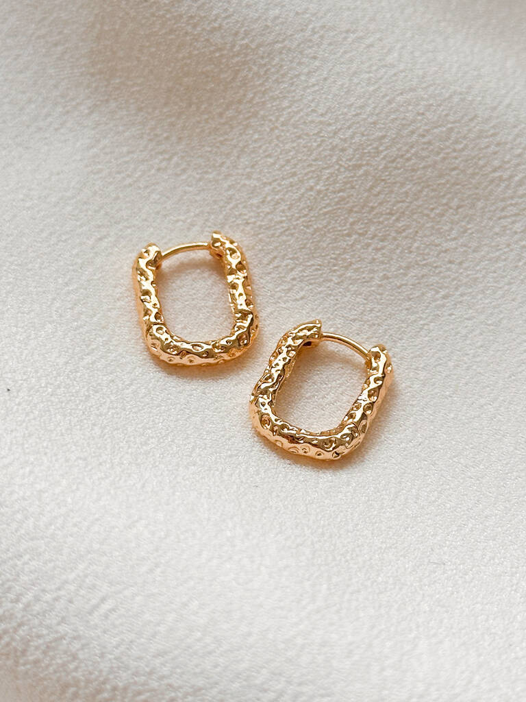Molten Rectangle Huggie Hoop Earrings