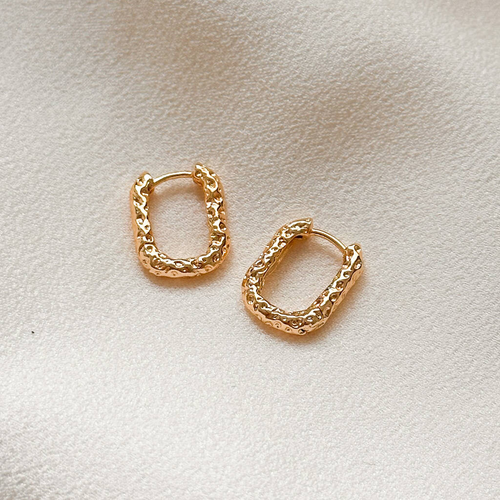 Molten Rectangle Huggie Hoop Earrings