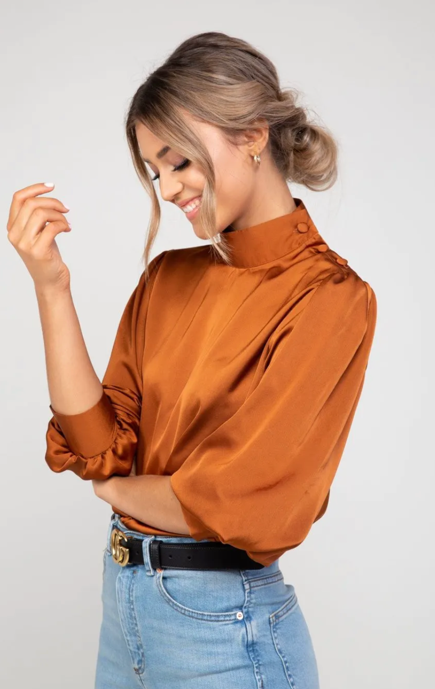 3/4 Sleeve Blouse in Orange