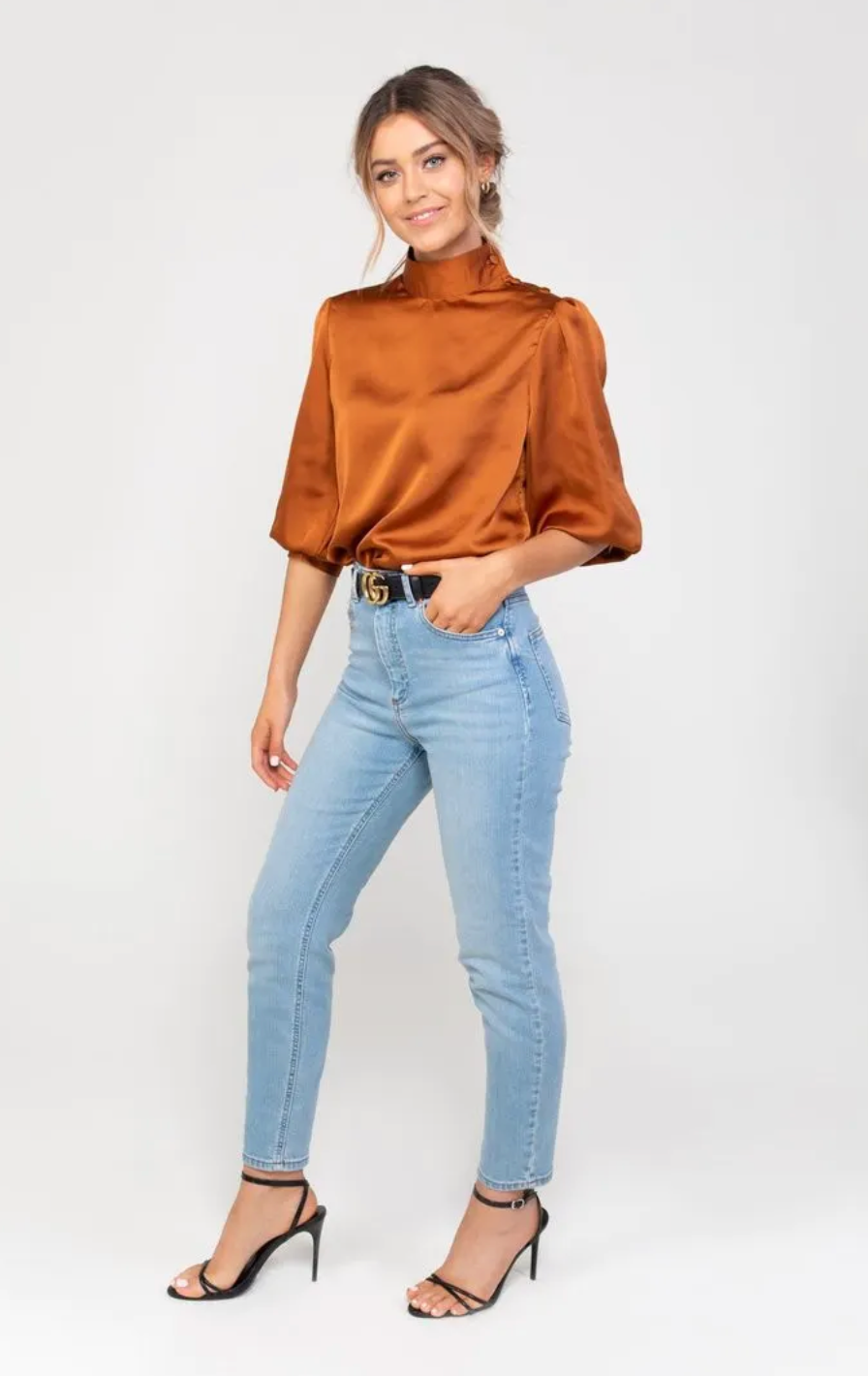 3/4 Sleeve Blouse in Orange