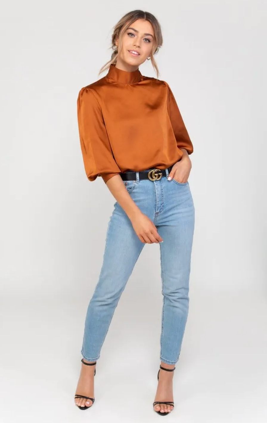 3/4 Sleeve Blouse in Orange