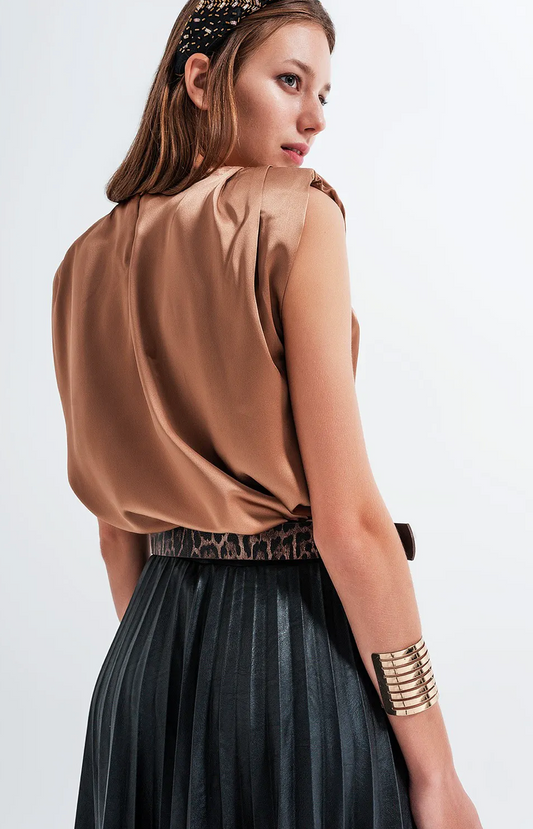 Sleeveless Blouse In Gold