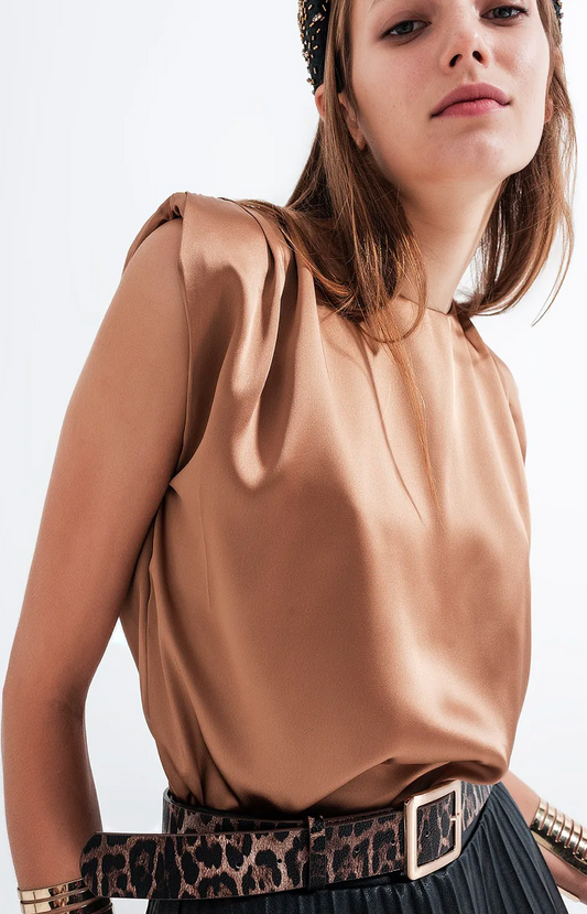 Sleeveless Blouse In Gold