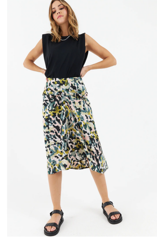 Midi Skirt in Green Floral