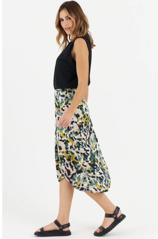 Midi Skirt in Green Floral