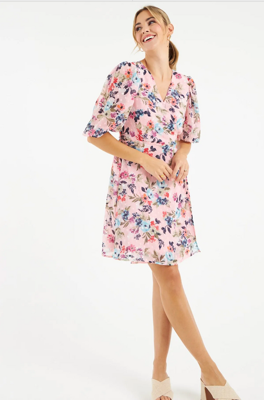 Faye Dress in Floral Pink