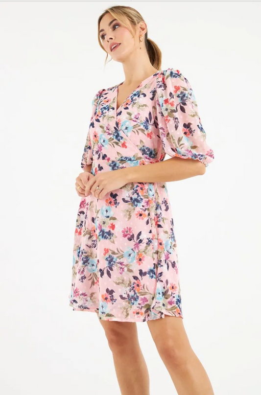 Faye Dress in Floral Pink