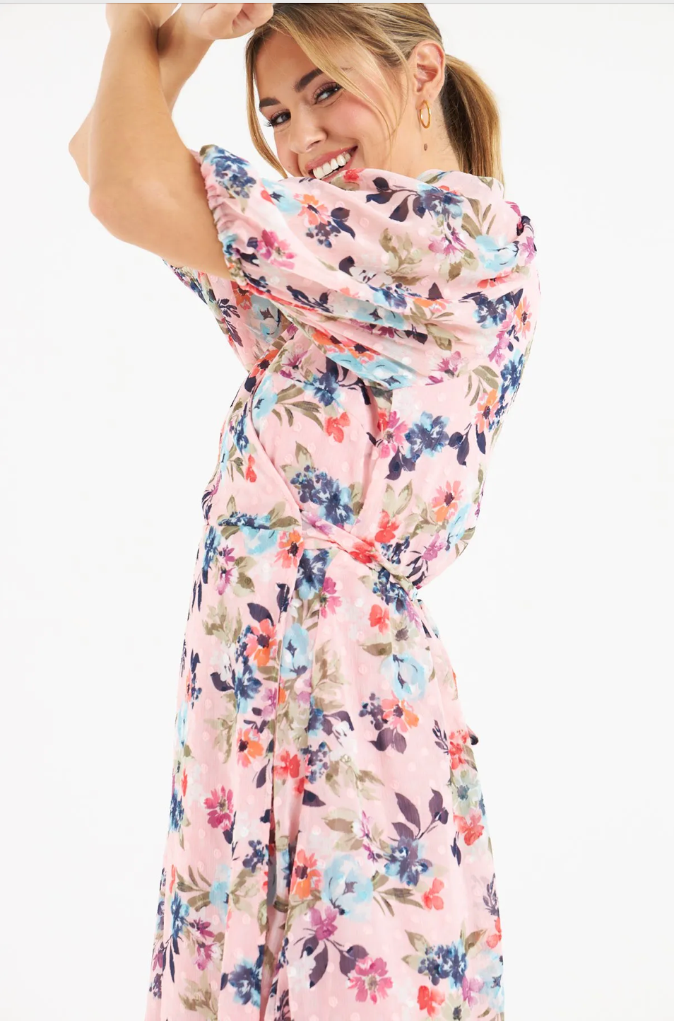 Faye Dress in Floral Pink