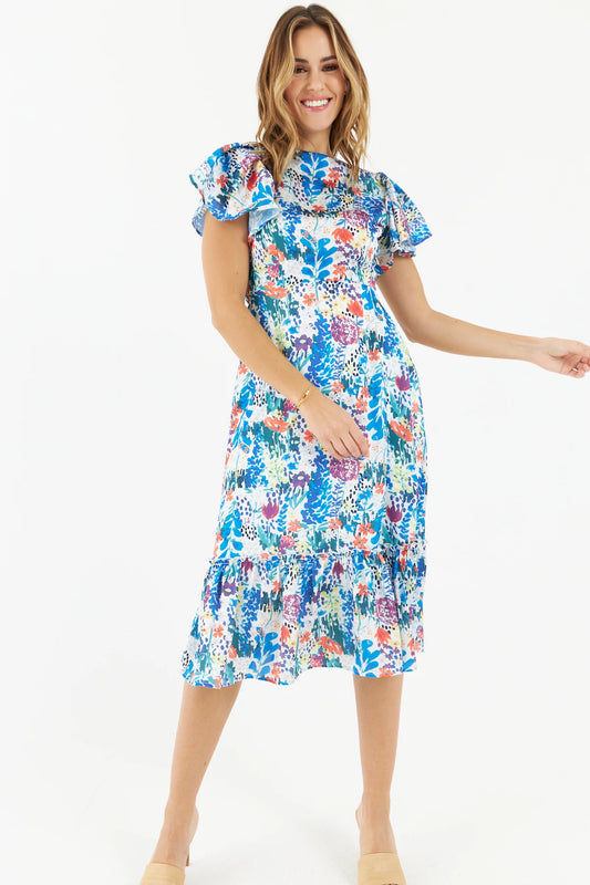 Midi floral Dress in Satin